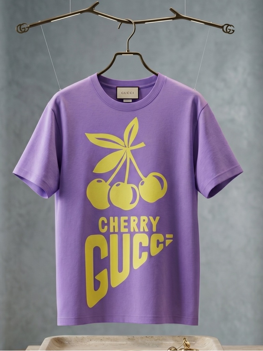 NWT Gucci Cherry Logo Graphic T-Shirt in Purple - Size S